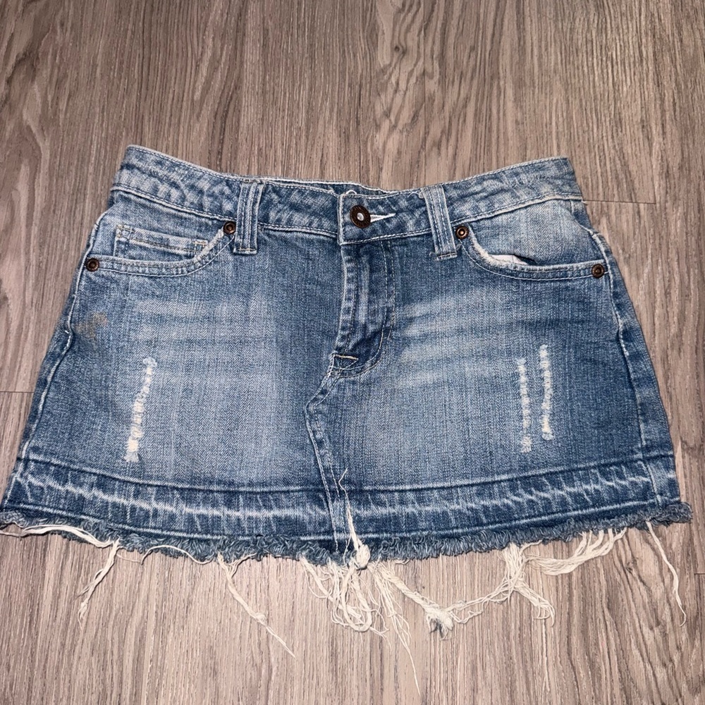 Ci Sono Blue Distressed Denim Mini Skirt - Picture 2 of 5